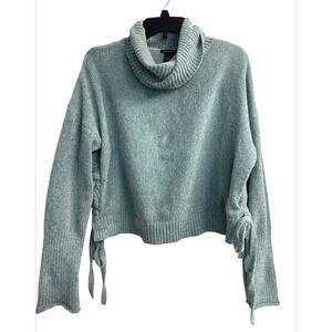 LUV & BLOOM Teal Green Crop Top Sweater Cowl Neck Women's Size Large Y2K